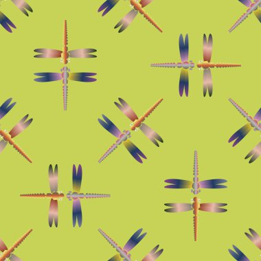 Dekoratif renkli seamless modeli ile şirin yusufçuk