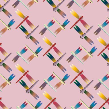 Dekoratif renkli seamless modeli ile şirin yusufçuk