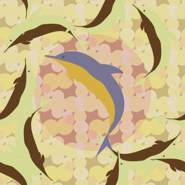 Yunuslar su altında çizim arka planı için bir sürü ile sorunsuz doku