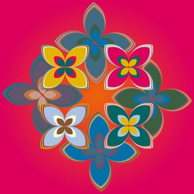 Geometrik çiçek simge vektör çizim 