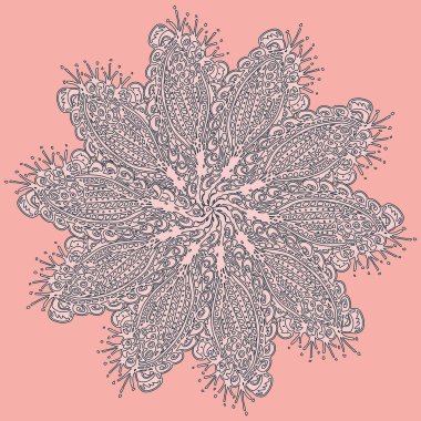 Basit renkli soyut mandala. Parlak dairesel süsleme basit şekiller oluşur. 