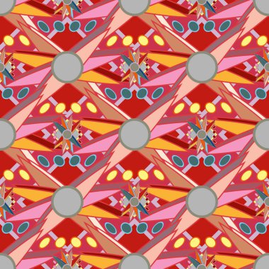 Çiçekler, vektör çizim ile çok renkli geometrik seamless modeli 