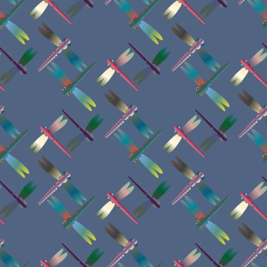 Dekoratif renkli seamless modeli ile şirin yusufçuk