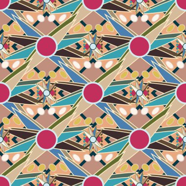 Çiçekler, vektör çizim ile çok renkli geometrik seamless modeli 