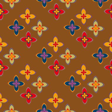 Çiçekler, vektör çizim ile çok renkli geometrik seamless modeli 