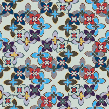 Çiçekler, vektör çizim ile çok renkli geometrik seamless modeli 