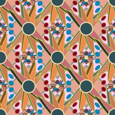 Çiçekler, vektör çizim ile çok renkli geometrik seamless modeli 