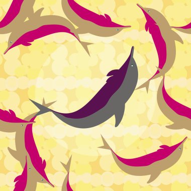 Yunuslar su altında çizim arka planı için bir sürü ile sorunsuz doku