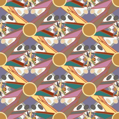 Çiçekler, vektör çizim ile çok renkli geometrik seamless modeli 