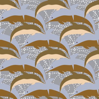 Yunuslar su altında çizim arka planı için bir sürü ile sorunsuz doku