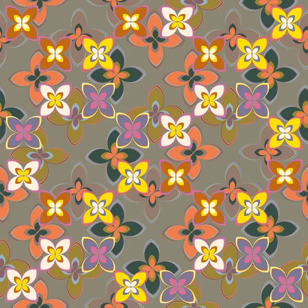 Çiçekler, vektör çizim ile çok renkli geometrik seamless modeli 