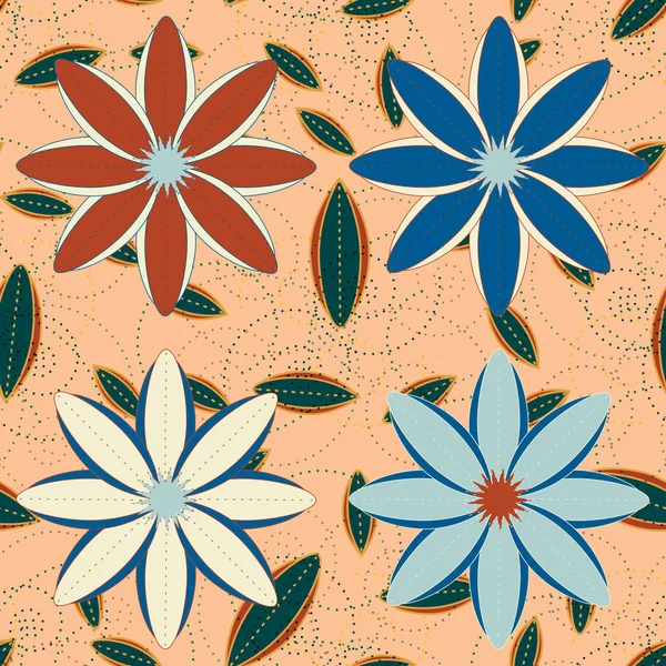 Çiçekler, vektör çizim ile çok renkli geometrik seamless modeli 