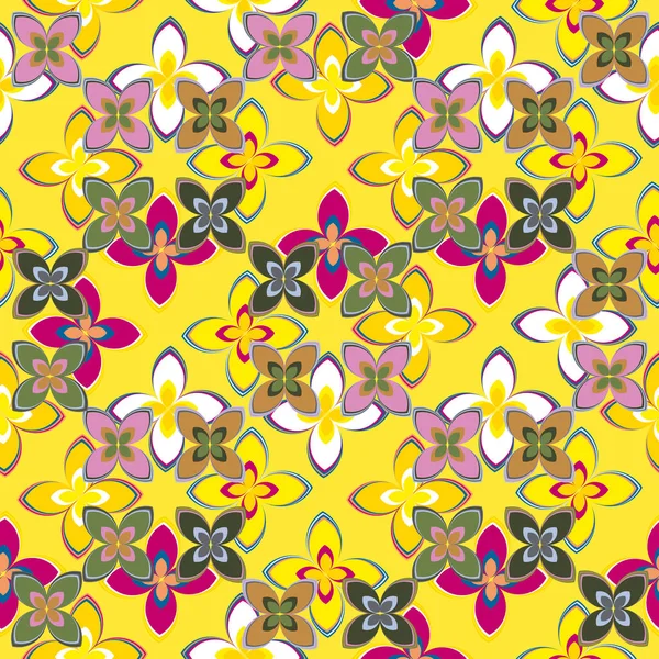 Çiçekler, vektör çizim ile çok renkli geometrik seamless modeli 