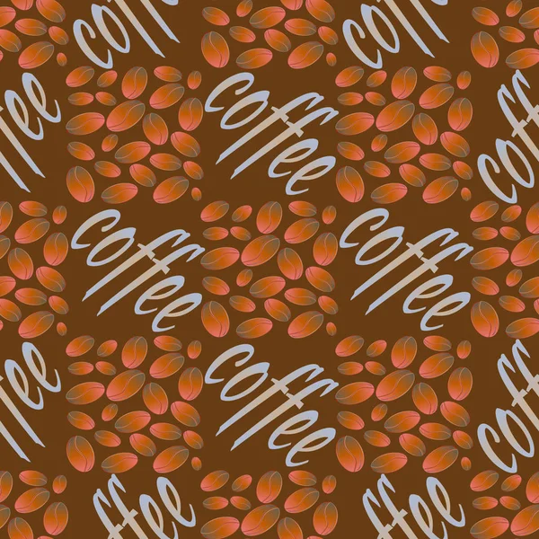 コーヒー豆のシームレスなパターンの背景 — ストックベクタ