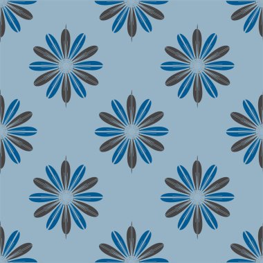 Çiçekler, vektör çizim ile çok renkli geometrik seamless modeli 