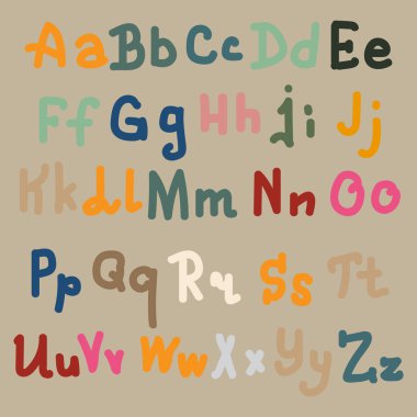 Elle çizilmiş alfabe. Boyalı harfleri fırça. El yazı ve özel tipografi tasarımları logo ve afiş, davetiye ve kartları için