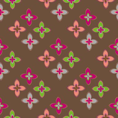 Çiçekler, vektör çizim ile çok renkli geometrik seamless modeli 