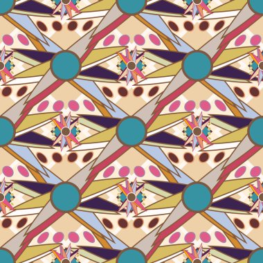 Çiçekler, vektör çizim ile çok renkli geometrik seamless modeli 