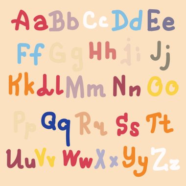 Elle çizilmiş alfabe. Boyalı harfleri fırça. El yazı ve özel tipografi tasarımları logo ve afiş, davetiye ve kartları için