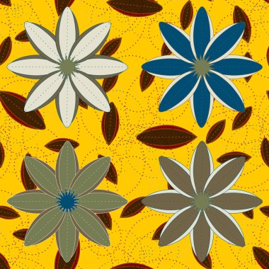 Çiçekler, vektör çizim ile çok renkli geometrik seamless modeli 