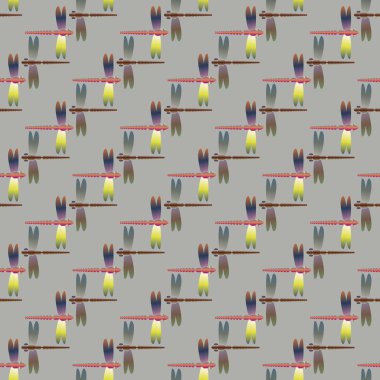 Dekoratif renkli seamless modeli ile şirin yusufçuk