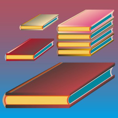 Renkli kitap yığını. Vektör çizim