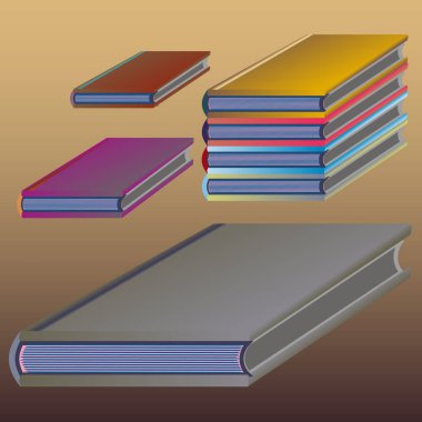 Renkli kitap yığını. Vektör çizim