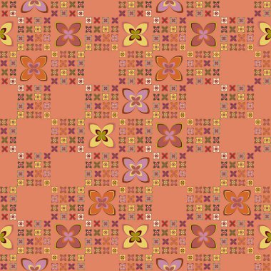 Çiçekler, vektör çizim ile çok renkli geometrik seamless modeli 