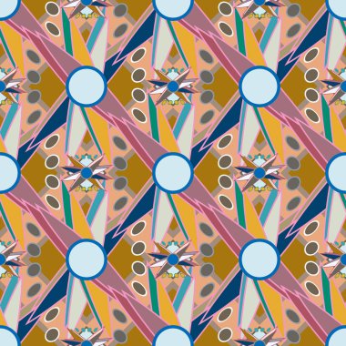 Çiçekler, vektör çizim ile çok renkli geometrik seamless modeli 