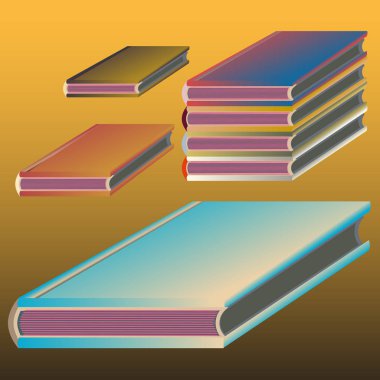 Renkli kitap yığını. Vektör çizim