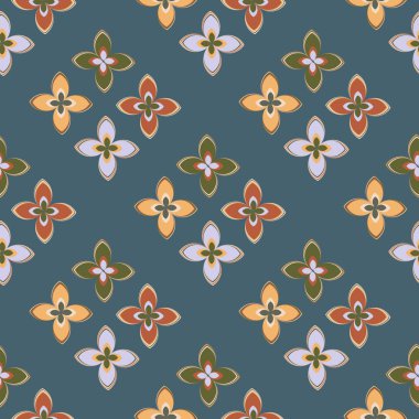 Çiçekler, vektör çizim ile çok renkli geometrik seamless modeli 