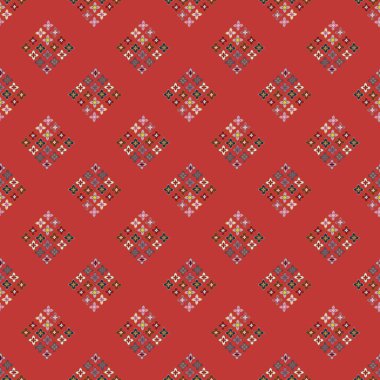 Çiçekler, vektör çizim ile çok renkli geometrik seamless modeli 