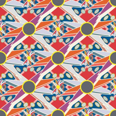 Çiçekler, vektör çizim ile çok renkli geometrik seamless modeli 