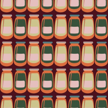 Kavanoz ile rustik ev konserve yeni dikişsiz desen arka planı için.