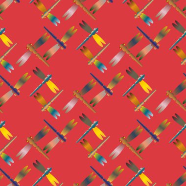 Dekoratif renkli seamless modeli ile şirin yusufçuk