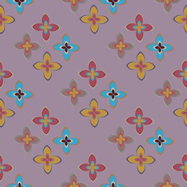 Çiçekler, vektör çizim ile çok renkli geometrik seamless modeli 