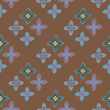 Çiçekler, vektör çizim ile çok renkli geometrik seamless modeli 