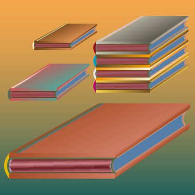 Renkli kitap yığını. Vektör çizim