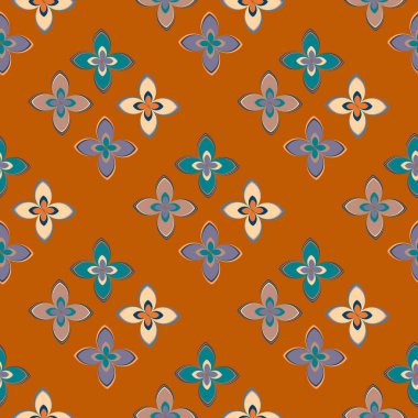 Çiçekler, vektör çizim ile çok renkli geometrik seamless modeli 