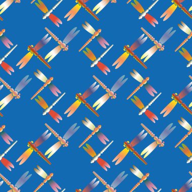 Dekoratif renkli seamless modeli ile şirin yusufçuk