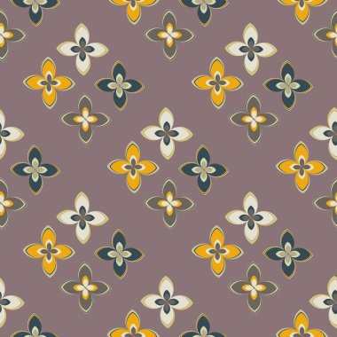 Çiçekler, vektör çizim ile çok renkli geometrik seamless modeli 