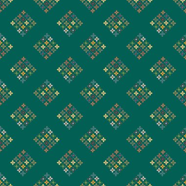 Çiçekler, vektör çizim ile çok renkli geometrik seamless modeli 