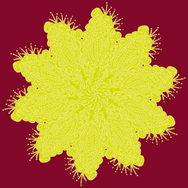 Basit renkli soyut mandala. Parlak dairesel süsleme basit şekiller oluşur. 