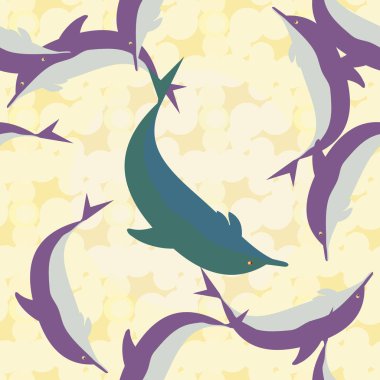 Yunuslar su altında çizim arka planı için bir sürü ile sorunsuz doku