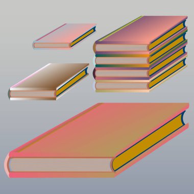 Renkli kitap yığını. Vektör çizim