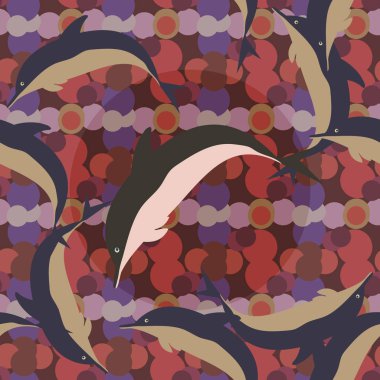 Yunuslar su altında çizim arka planı için bir sürü ile sorunsuz doku