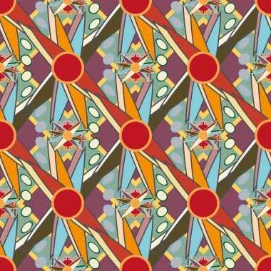 Çiçekler, vektör çizim ile çok renkli geometrik seamless modeli 