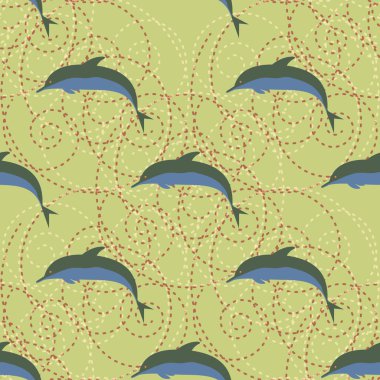 Yunuslar su altında çizim arka planı için bir sürü ile sorunsuz doku