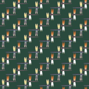 Dekoratif renkli seamless modeli ile şirin yusufçuk