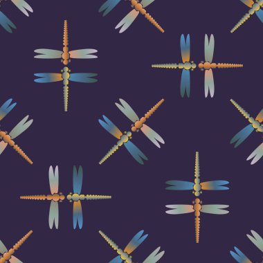 Dekoratif renkli seamless modeli ile şirin yusufçuk